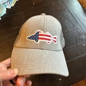 Simms Trucker Fishing Hat USA Flag Ball Cap Snapback Outdoor America Bass